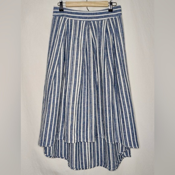 Striped Blue Midi Skirt - Picture 1 of 4